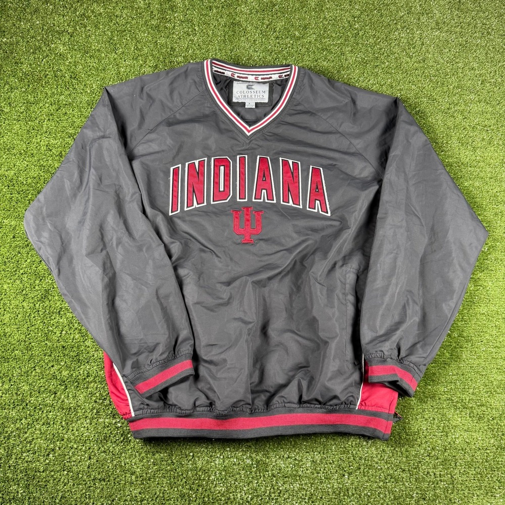 Colosseum Athletics Indiana Hoosiers Windbreaker Pullover Gray Red Mens Large